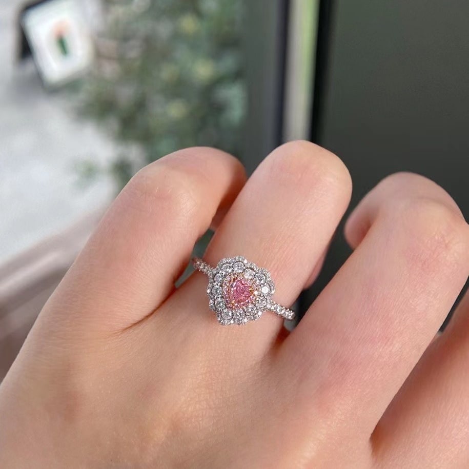 Gia Certified 14k Gold 0.74 Ctw Natural Pink Diamond & Diamond Ring - 4