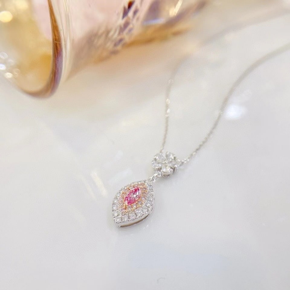 14k Gold 0.50 Ctw Natural Pink Diamond & Diamond Necklace - 2
