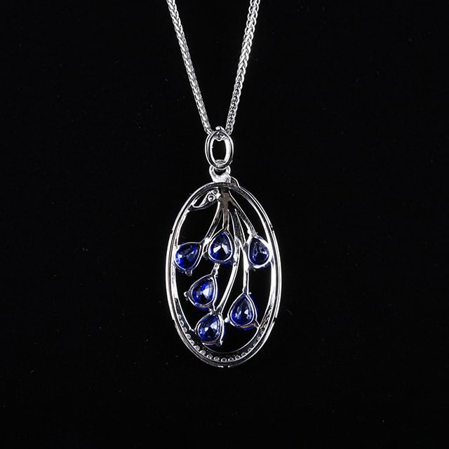 14k Gold 2.09 Ctw Natural Sapphire & Diamond Pendant( Without Chain ) - 3