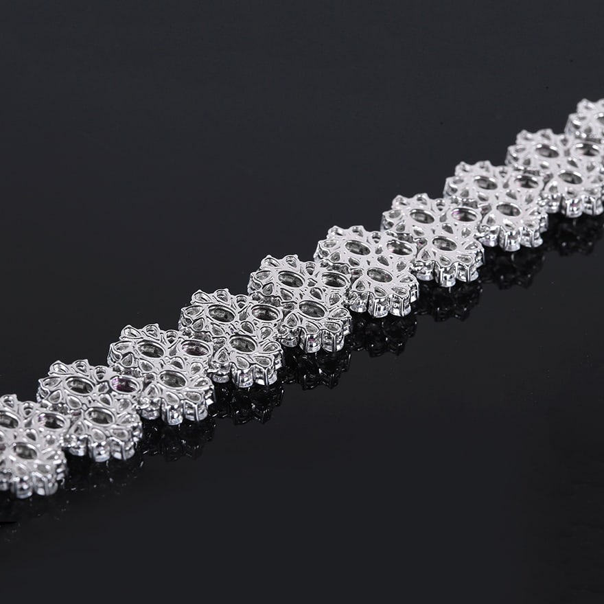 14k Gold 28.3 Ctw Natural Padparadscha Sapphire & Sapphire Bracelet - 5