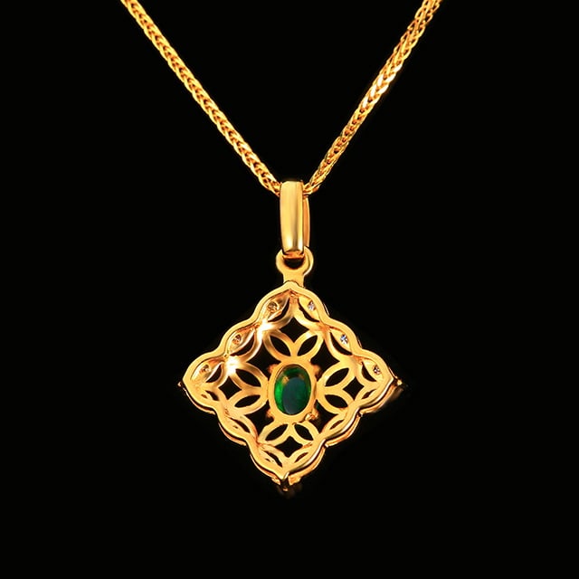 14k Gold 0.24 Ctw Vivid Green Natural Emerald & Diamond Pendant( Without Chain ) - 5