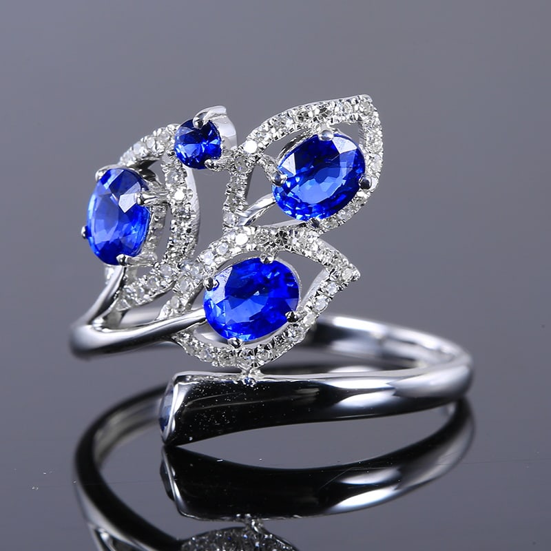 14k Gold 1.28 Ctw Natural Sapphire & Diamond Ring - 4