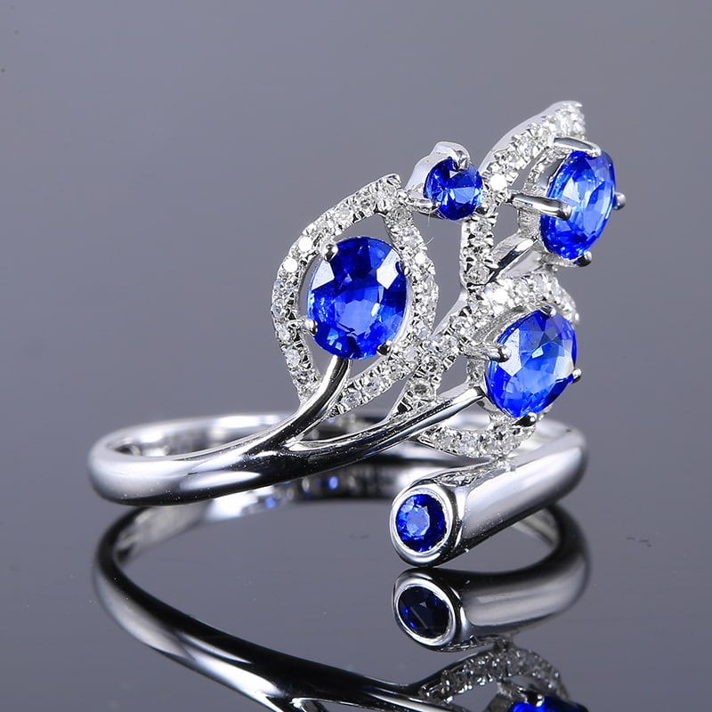 14k Gold 1.28 Ctw Natural Sapphire & Diamond Ring - 5