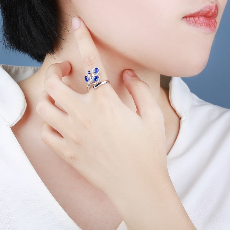 14k Gold 1.28 Ctw Natural Sapphire & Diamond Ring - 6