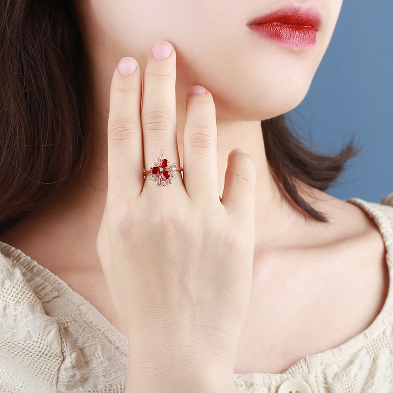 14k Gold 1.49 Ctw Vivid Red Natural Ruby & Diamond Ring - 4