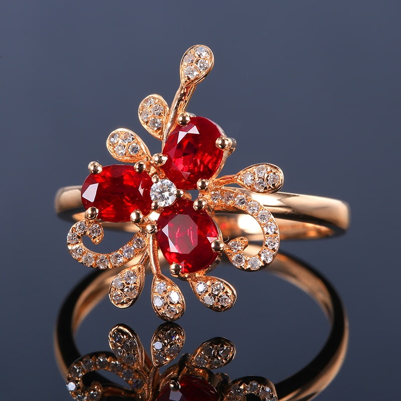 14k Gold 1.49 Ctw Vivid Red Natural Ruby & Diamond Ring - 6