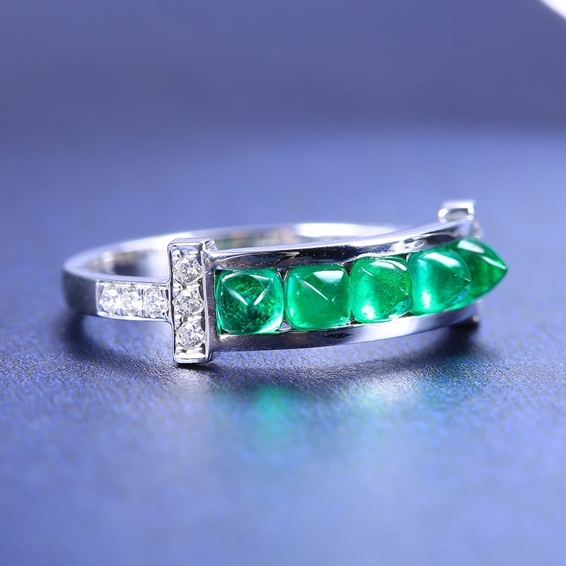 14k Gold 1.20 Ctw Vivid Green Natural Emerald & Diamond Ring - 2