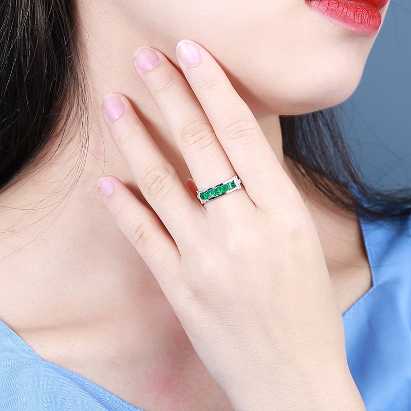 14k Gold 1.20 Ctw Vivid Green Natural Emerald & Diamond Ring - 6