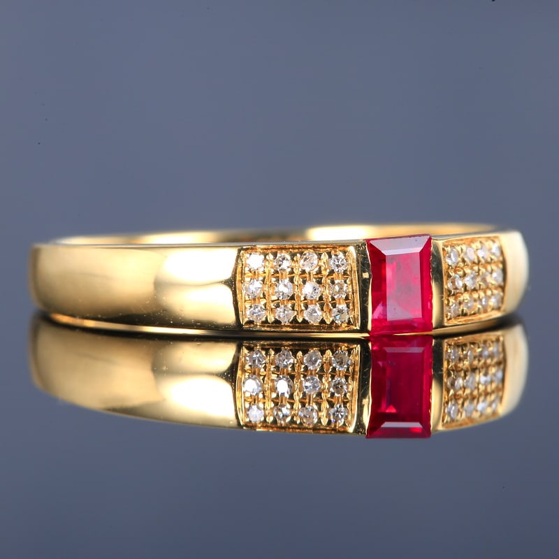 14k Gold 0.27 Ctw Natural Ruby & Diamond Ring - 3