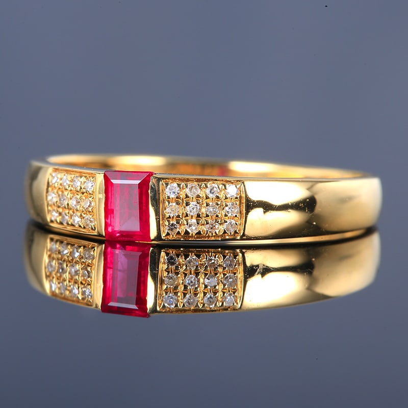 14k Gold 0.27 Ctw Natural Ruby & Diamond Ring - 4