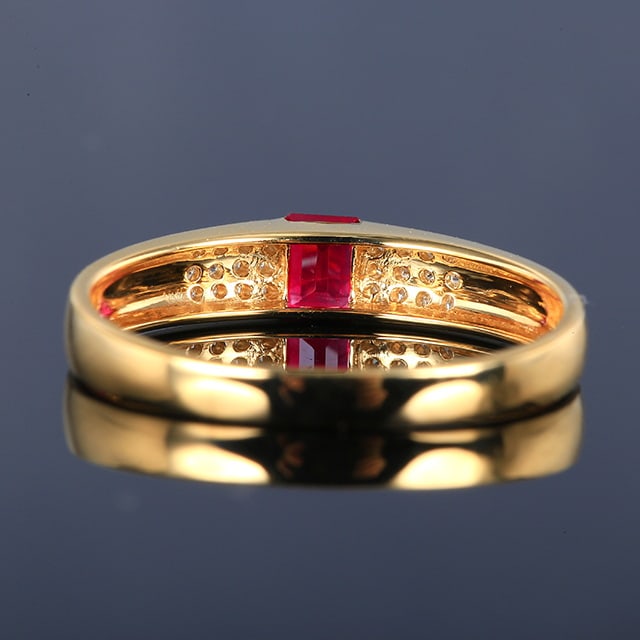 14k Gold 0.27 Ctw Natural Ruby & Diamond Ring - 5