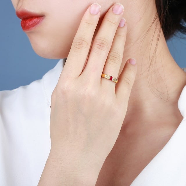 14k Gold 0.27 Ctw Natural Ruby & Diamond Ring - 6