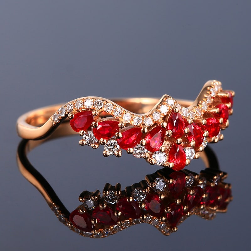 14k Gold 0.54 Ctw Vivid Red Natural Ruby & Diamond Ring - 4