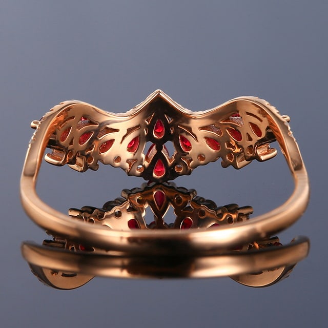 14k Gold 0.54 Ctw Vivid Red Natural Ruby & Diamond Ring - 5