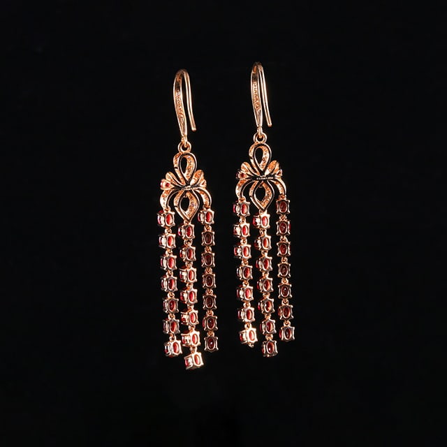14k Gold 4.71 Ctw Natural Ruby & Diamond Earrings - 6