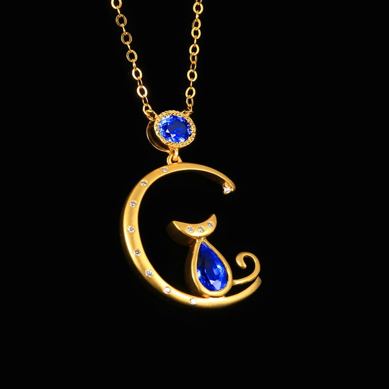 14k Gold 0.85 Ctw Natural Sapphire & Diamond Necklace - 6