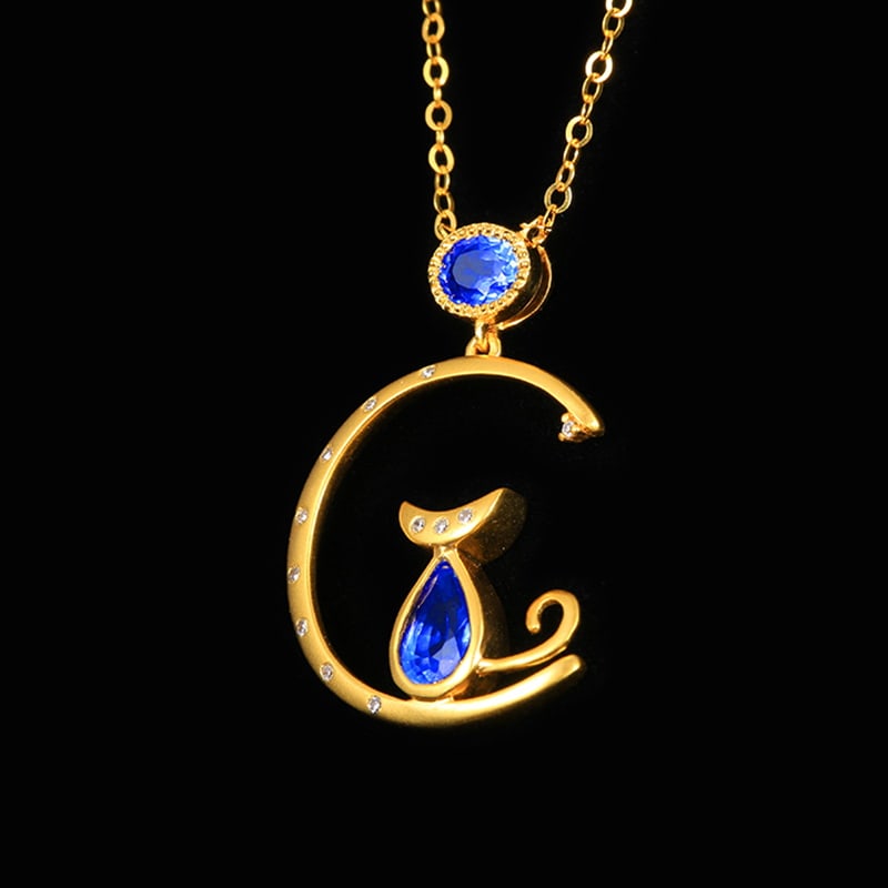 14k Gold 0.85 Ctw Natural Sapphire & Diamond Necklace - 7