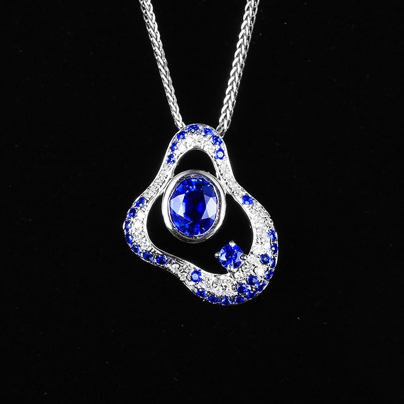 14k Gold 1.26 Ctw Natural Sapphire & Diamond Pendant( Without Chain ) (1 of 7)
