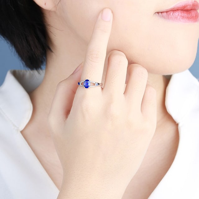 14k Gold 1.18 Ctw Natural Sapphire & Diamond Ring - 3