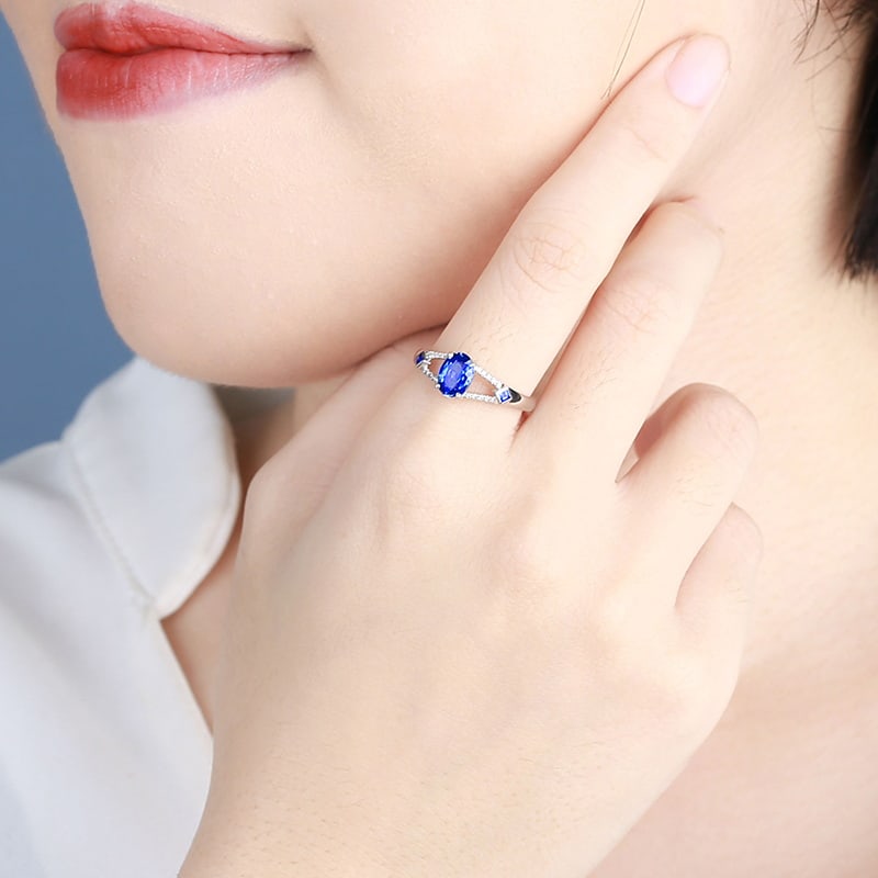 14k Gold 1.18 Ctw Natural Sapphire & Diamond Ring - 6