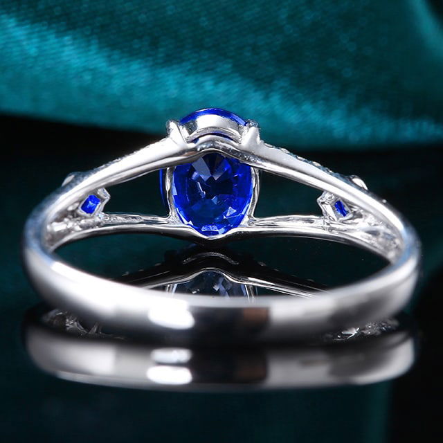 14k Gold 1.18 Ctw Natural Sapphire & Diamond Ring - 8