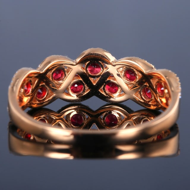 14k Gold 0.74 Ctw Natural Ruby & Diamond Ring - 3