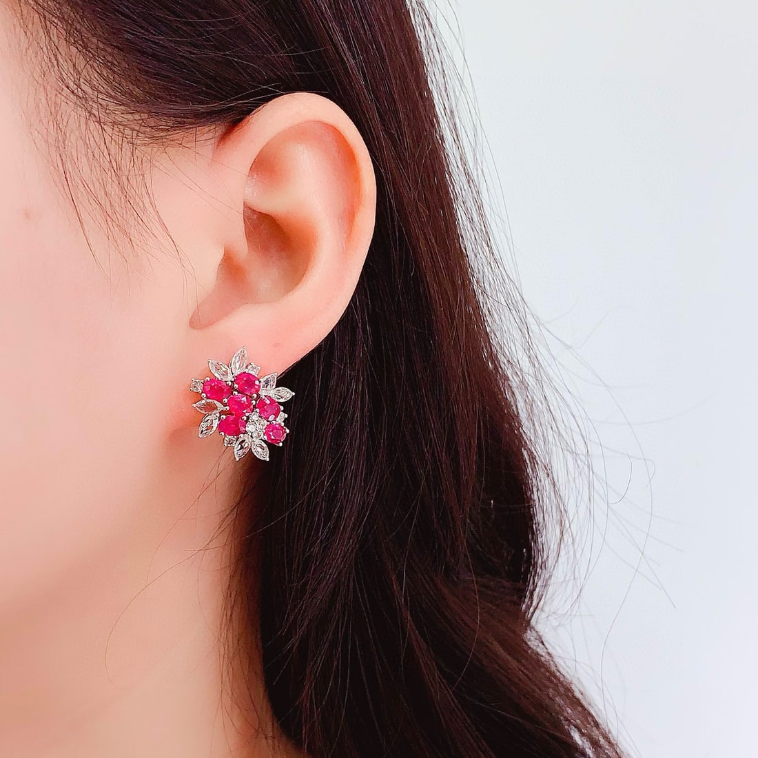 14k Gold 6 Ct Natural Ruby & Sapphire Earrings - 7