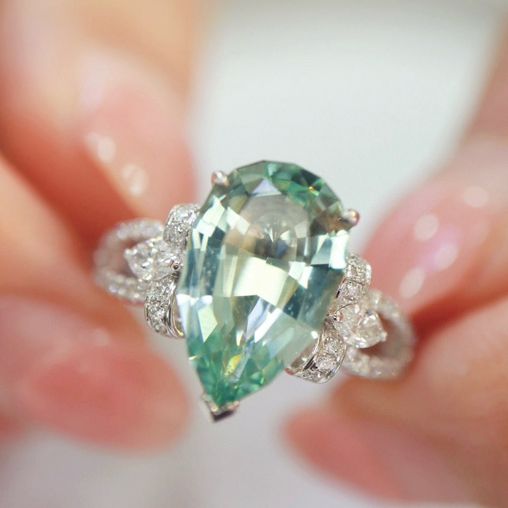 14k Gold 3.16 Ctw Natural Aquamarine & Diamond Ring - 6