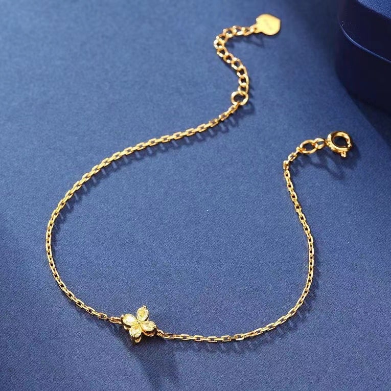 14k Gold 0.25 Ct Natural Yellow Diamond Bracelet - 2