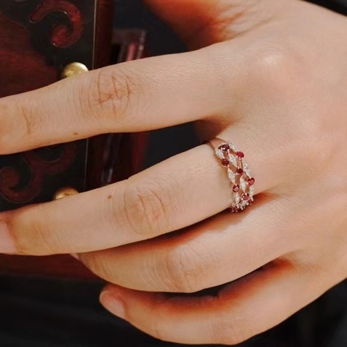 14k Gold 0.67 Ctw Natural Ruby & Diamond Ring - 3