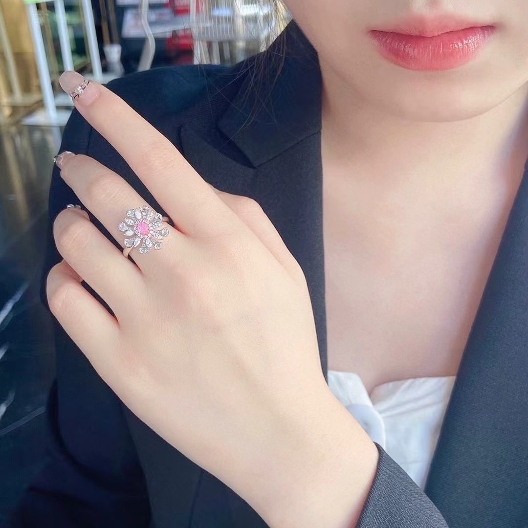 Gia Certified 14k Gold 0.93 Ctw Natural Pink Diamond & Diamond Ring - 3