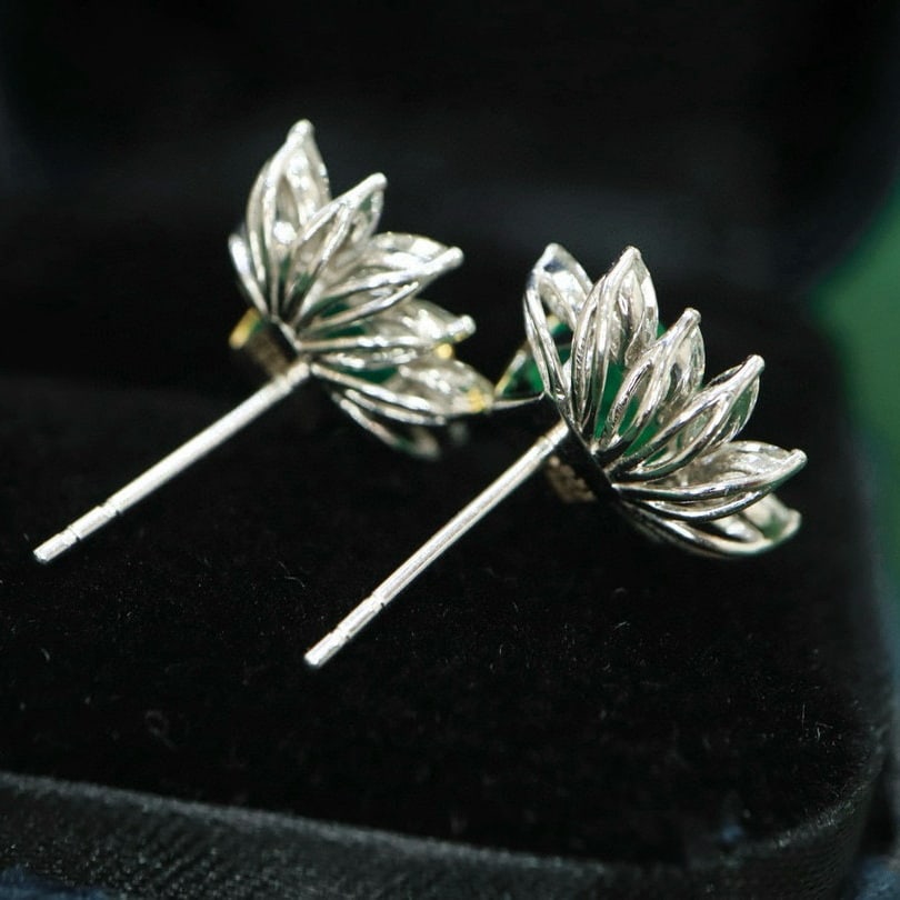 14k Gold 3.29 Ctw Vivid Green Natural Emerald & Diamond Earrings - 5