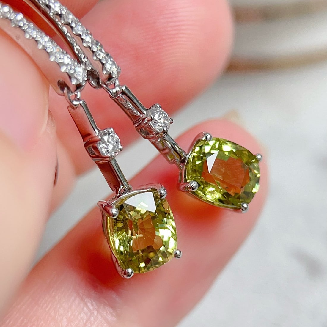 14k Gold 2.9 Ct Natural Sapphire & Diamond Earrings - 2