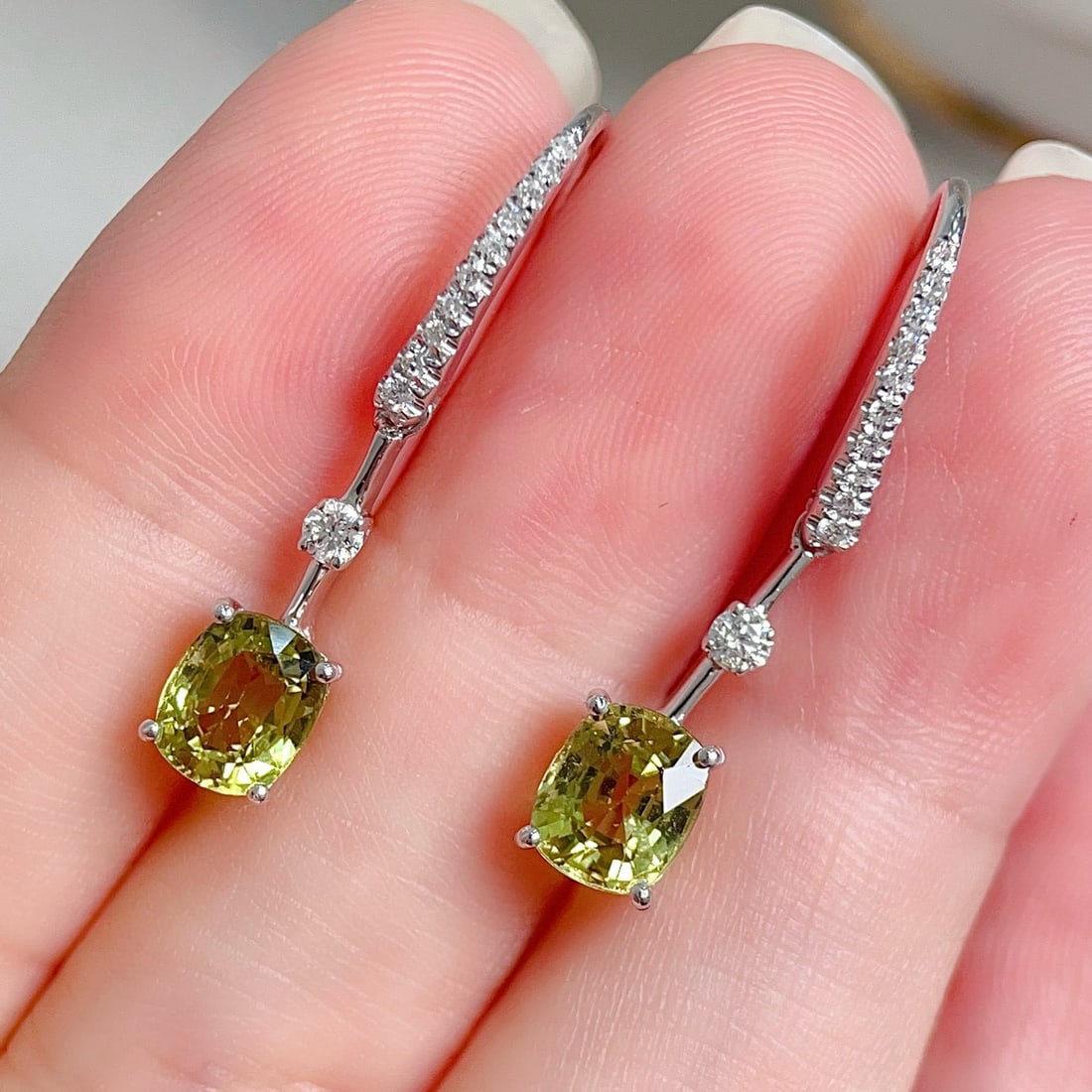 14k Gold 2.9 Ct Natural Sapphire & Diamond Earrings - 4