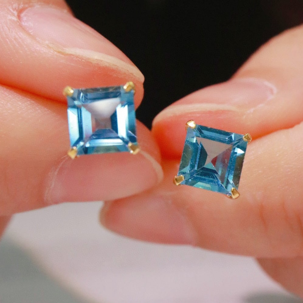 14k Gold 3 Ct Natural Topaz Earrings - 2