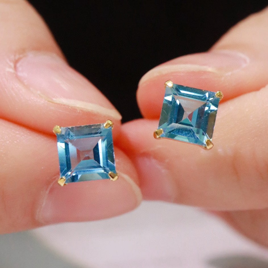 14k Gold 3 Ct Natural Topaz Earrings - 5