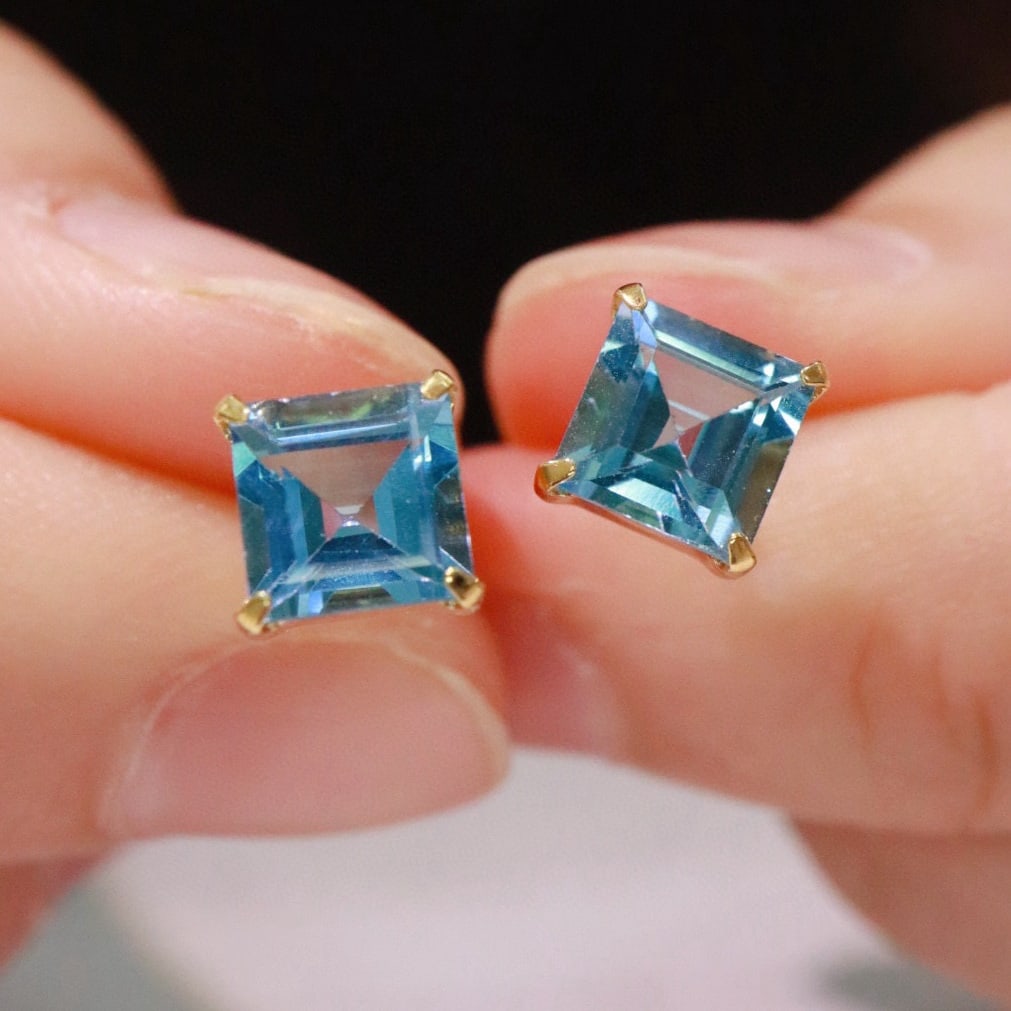 14k Gold 3 Ct Natural Topaz Earrings - 6