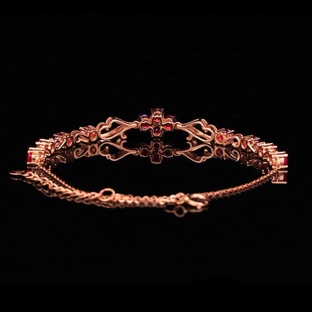 14k Gold 2.3 Ct Natural Ruby Bracelet - 3