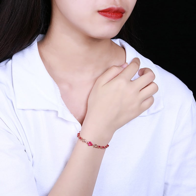 14k Gold 2.3 Ct Natural Ruby Bracelet - 4