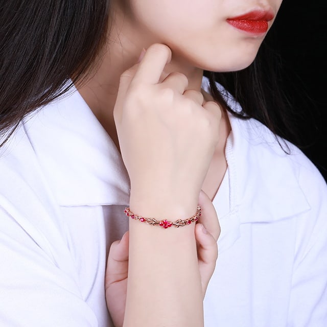 14k Gold 2.3 Ct Natural Ruby Bracelet - 5