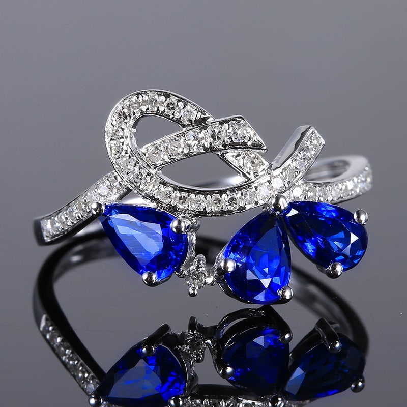 14k Gold 1.41 Ctw Natural Sapphire & Diamond Ring (1 of 5)