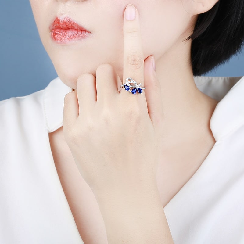 14k Gold 1.41 Ctw Natural Sapphire & Diamond Ring - 2