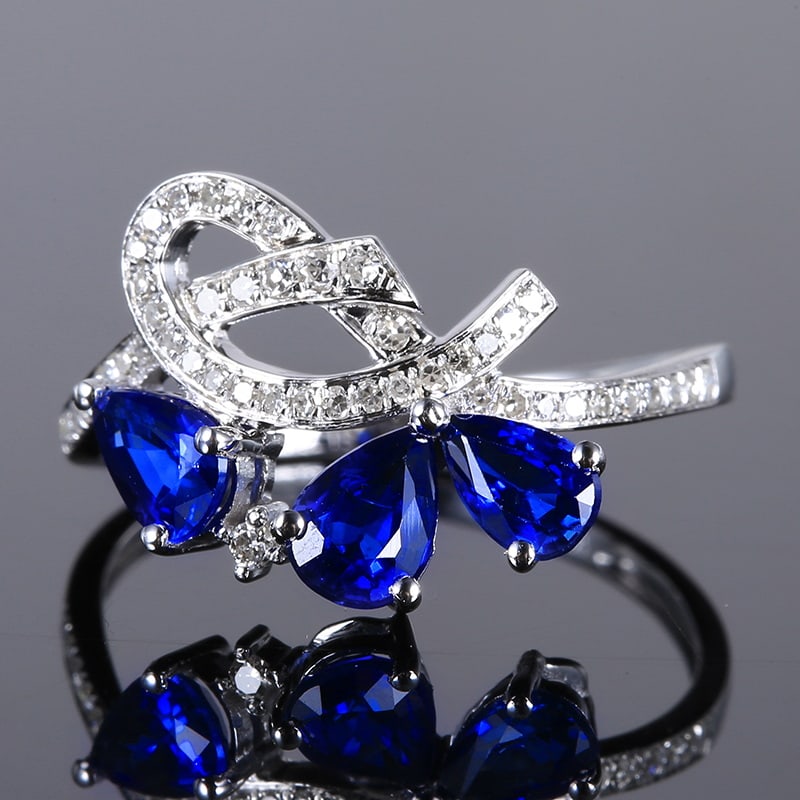 14k Gold 1.41 Ctw Natural Sapphire & Diamond Ring - 5