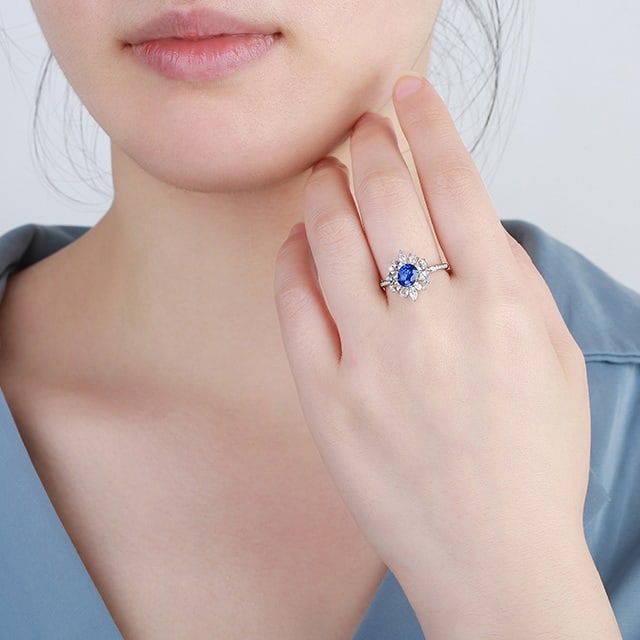 14k Gold 2.17 Ctw Natural Sapphire & Sapphire Ring - 6