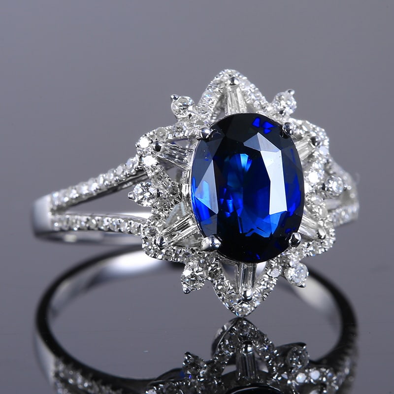 14k Gold 2.34 Ctw Natural Sapphire & Diamond Ring - 4