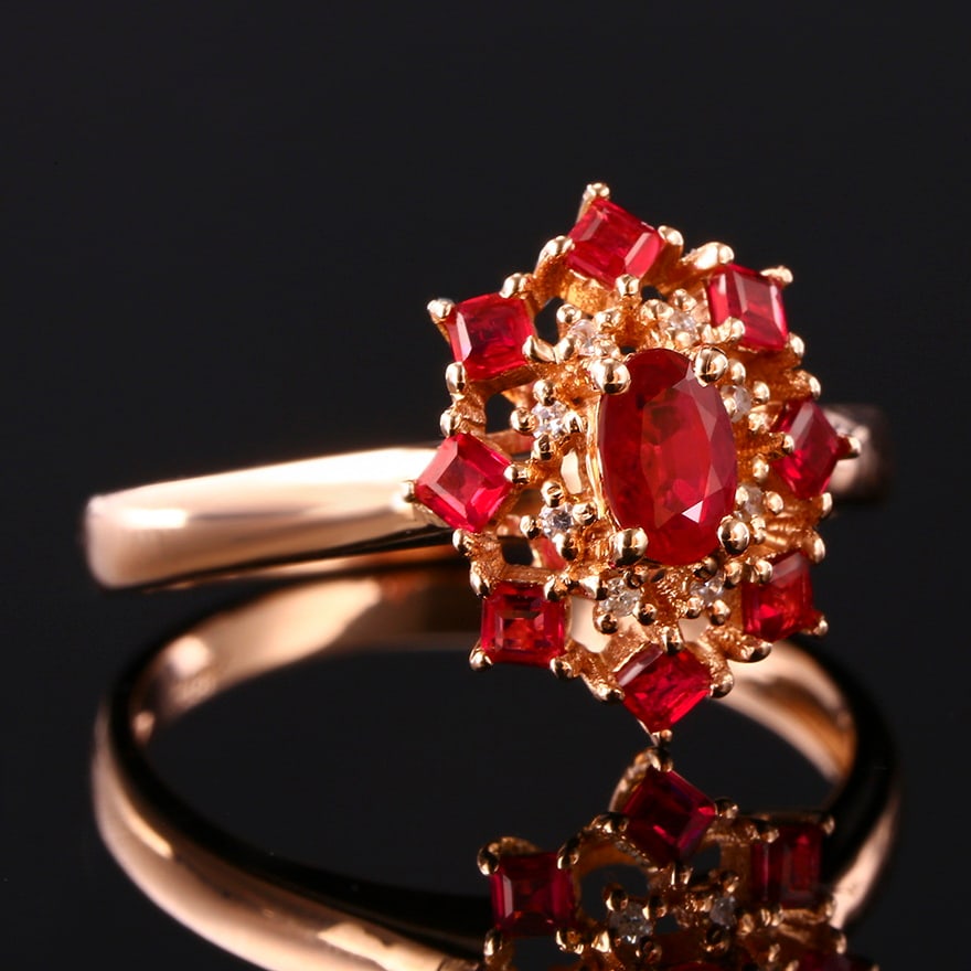 14k Gold 1.14 Ctw Natural Ruby & Diamond Ring - 3