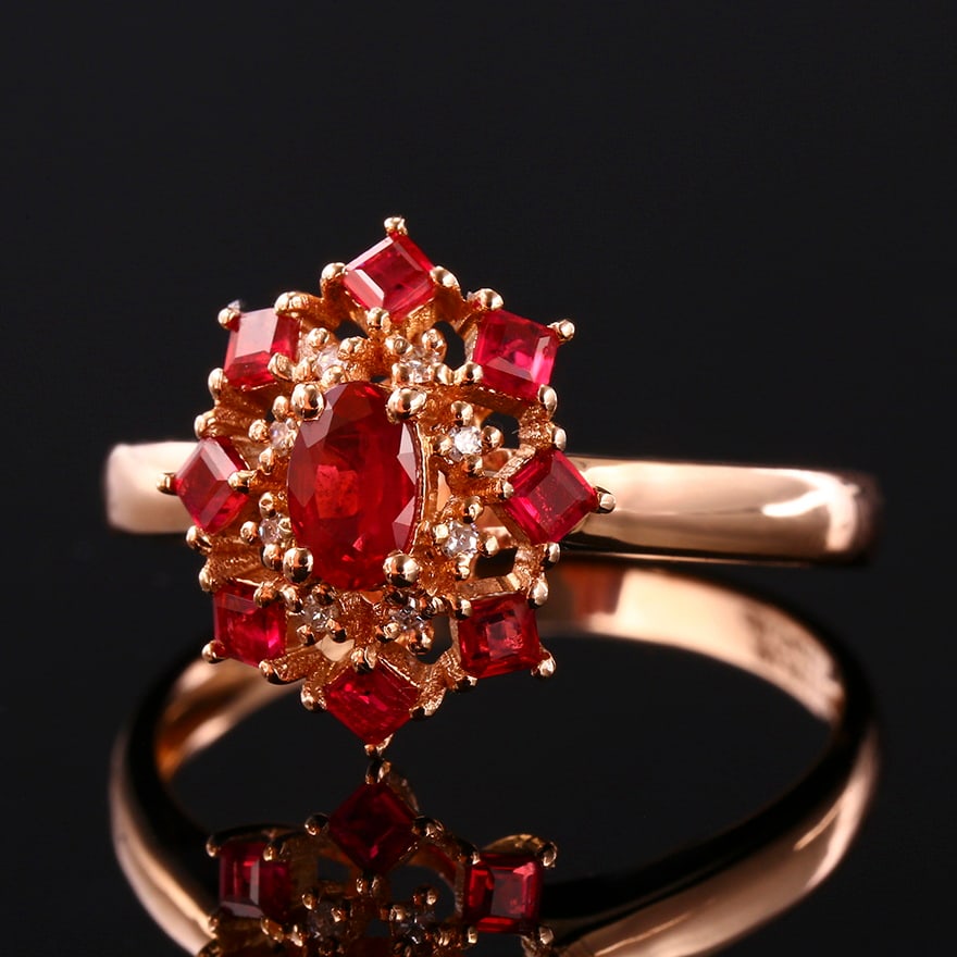 14k Gold 1.14 Ctw Natural Ruby & Diamond Ring - 5