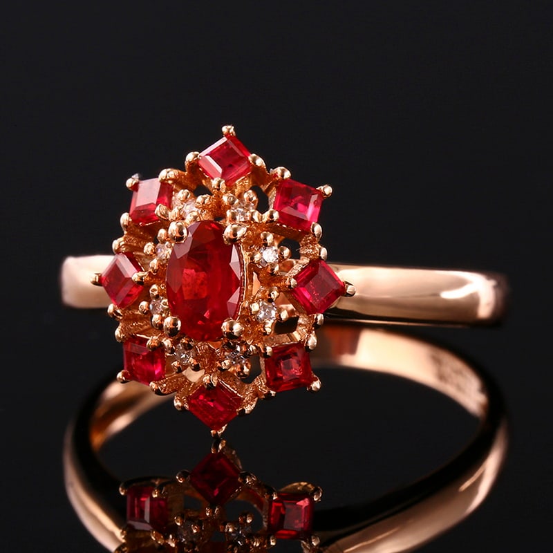 14k Gold 1.14 Ctw Natural Ruby & Diamond Ring - 6