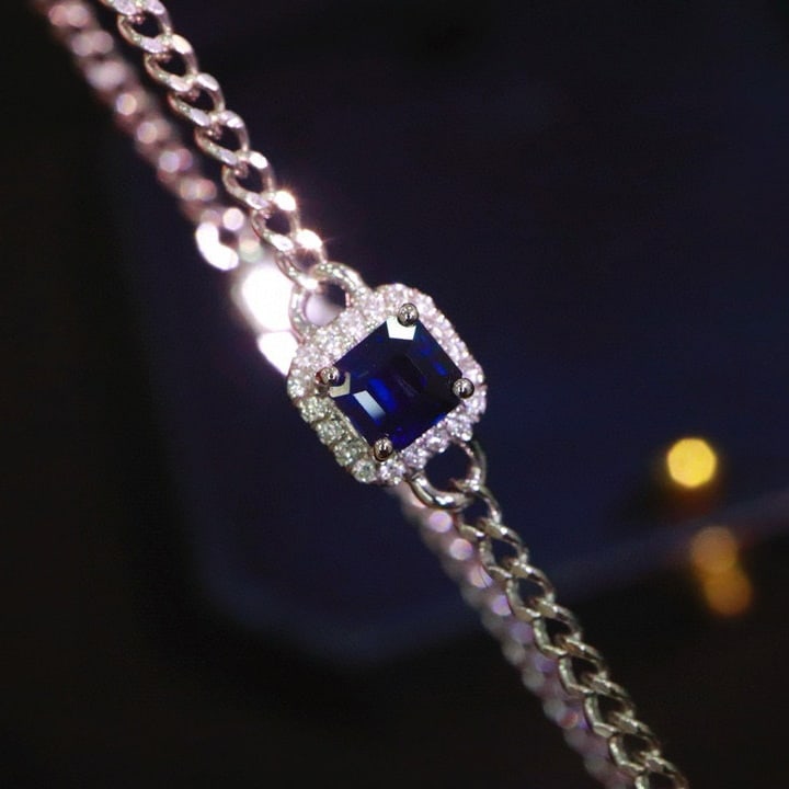 14k Gold 0.45 Ctw Natural Sapphire & Diamond Bracelet - 4