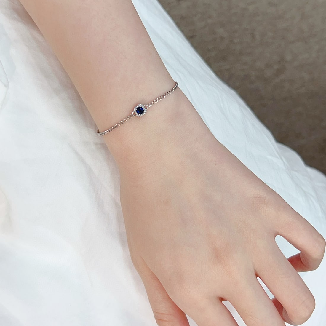 14k Gold 0.45 Ctw Natural Sapphire & Diamond Bracelet - 5